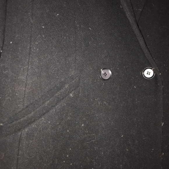 Zara Black Classic Wool Buttoned Long Trench Coat - Picture 12 of 16